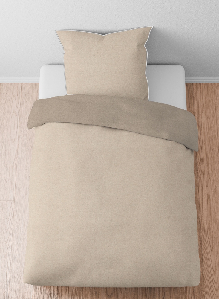 Biberna Melange- Flanell Bettwäsche 'Uni' 135 x 200 cm Natur - Beige